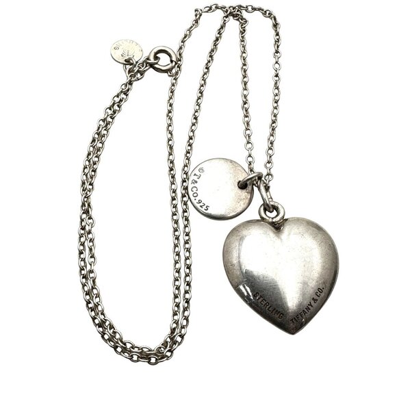 VintageTiffany & Co Heart & I Love You Pendant Sterling Silver 18" Necklace